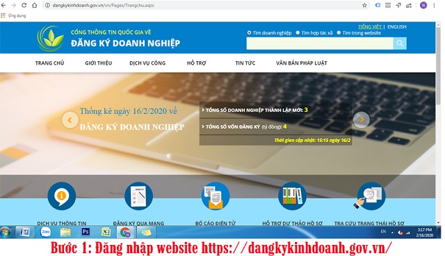 Truy cập cổng thông tin đăng ký doanh nghiệp Truy cập cổng thông tin đăng ký doanh nghiệp